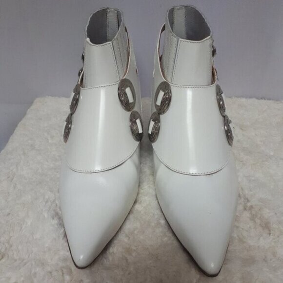 Toga Pulla White Harness Ankle Boots Western 37 - Picture 6 of 16